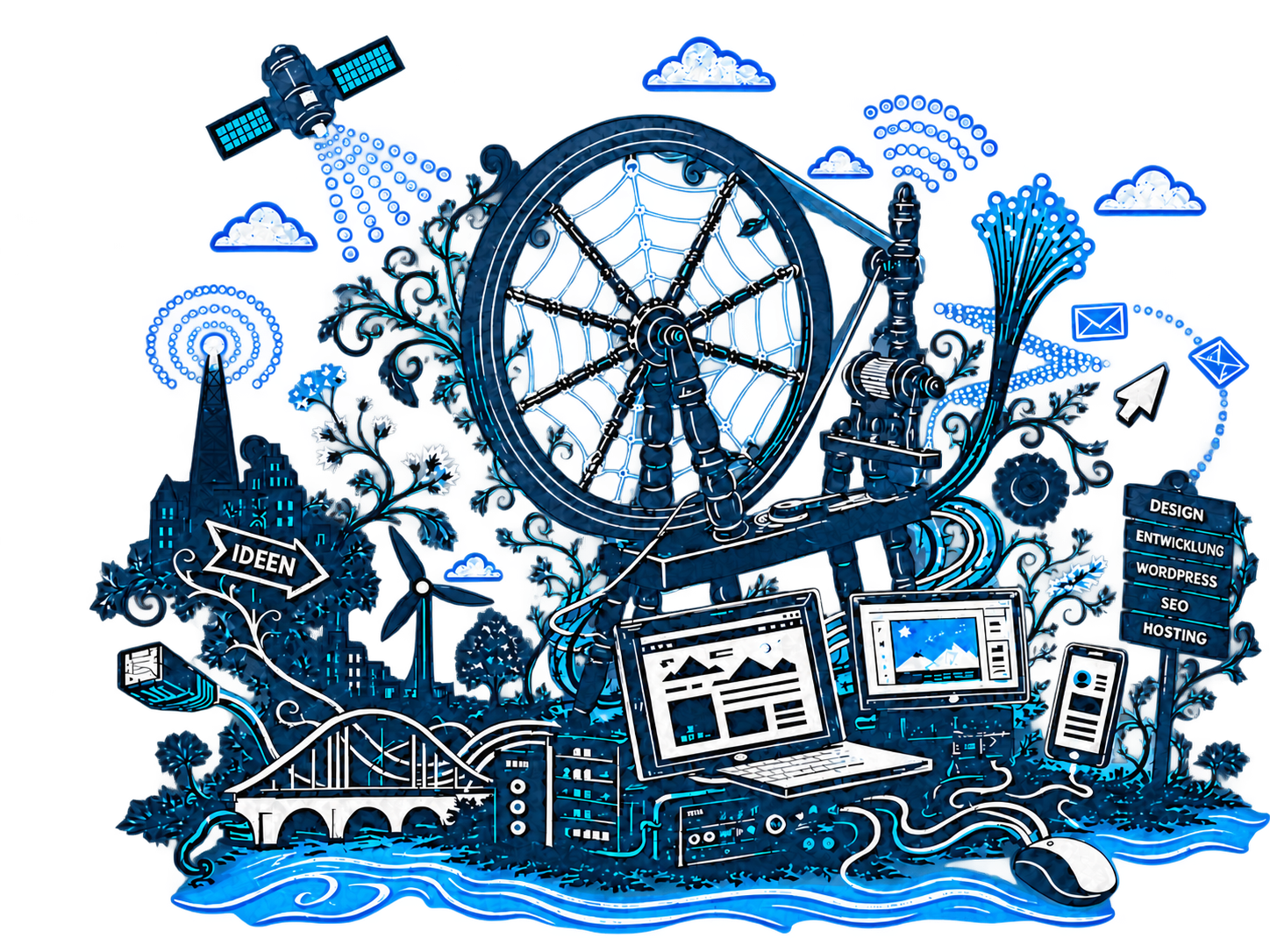 Technogarten aus Webdesign, Technik und Natur